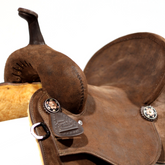 Selle de Baril en Cuir Renversé Brun Foncé - 13.5"